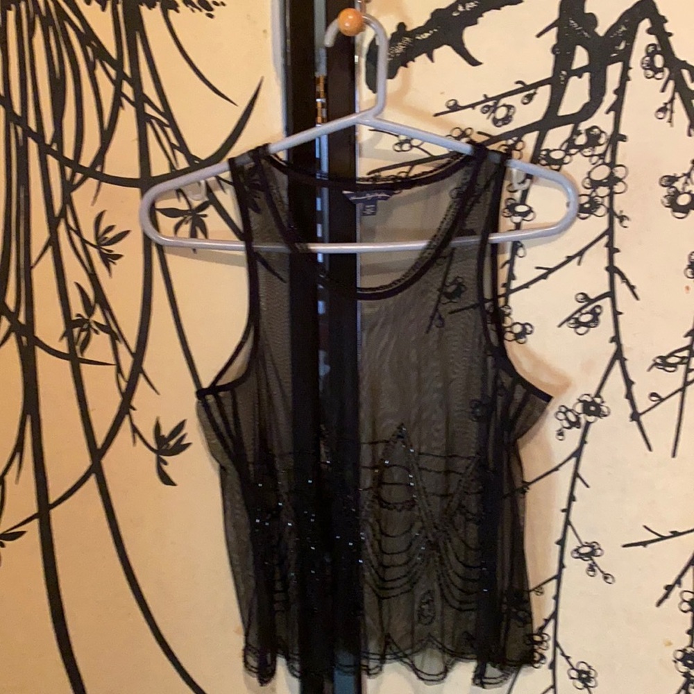American Eagle Outfitters Women’s Black Beaded Tank Top